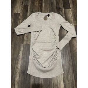 T/O Juniors Sweaters Tight Body Dress Size‎ Small Tan Thin Long Sleeve